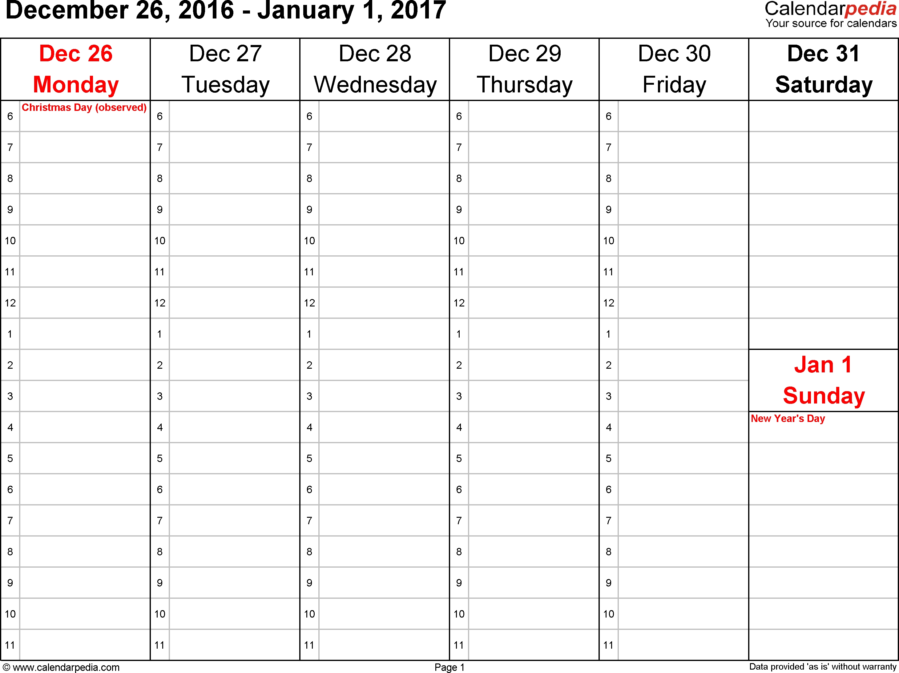 Weekly Calendars 2017 For Excel - 12 Free Printable Templates