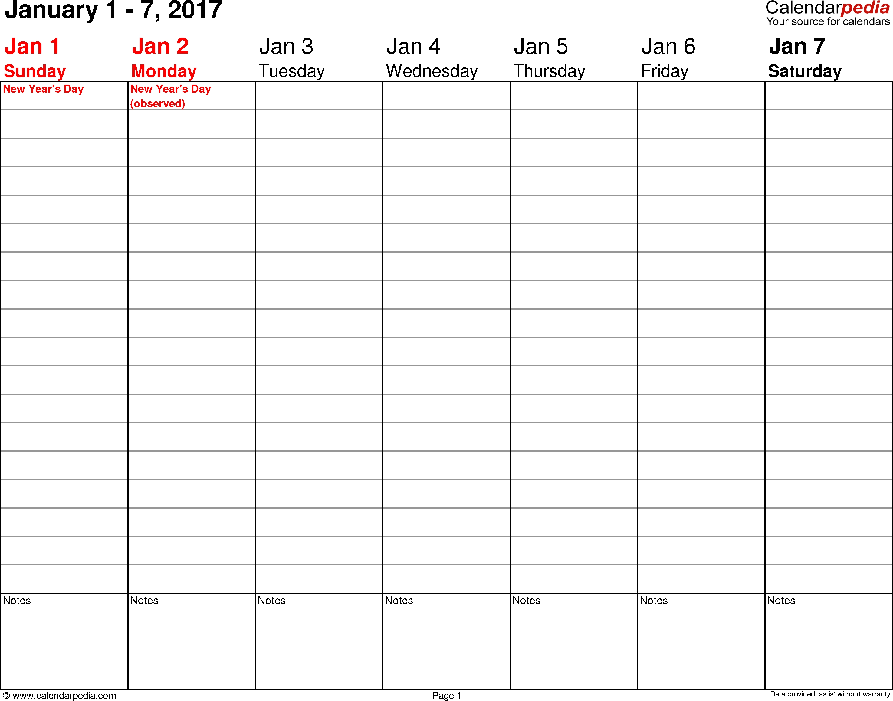 Weekly Calendars 2017 For Pdf - 12 Free Printable Templates