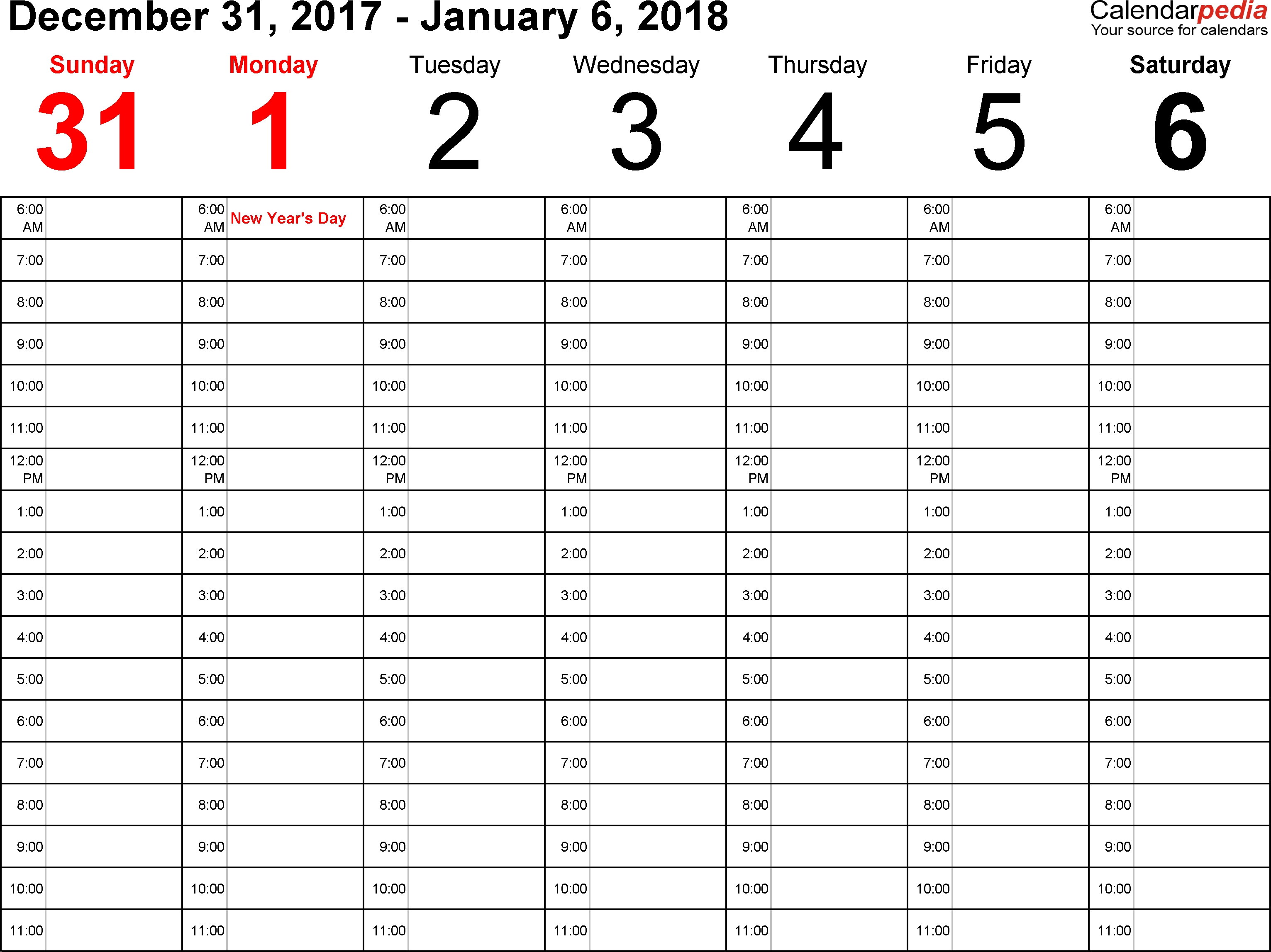 Weekly Calendars 2018 For Excel - 12 Free Printable Templates