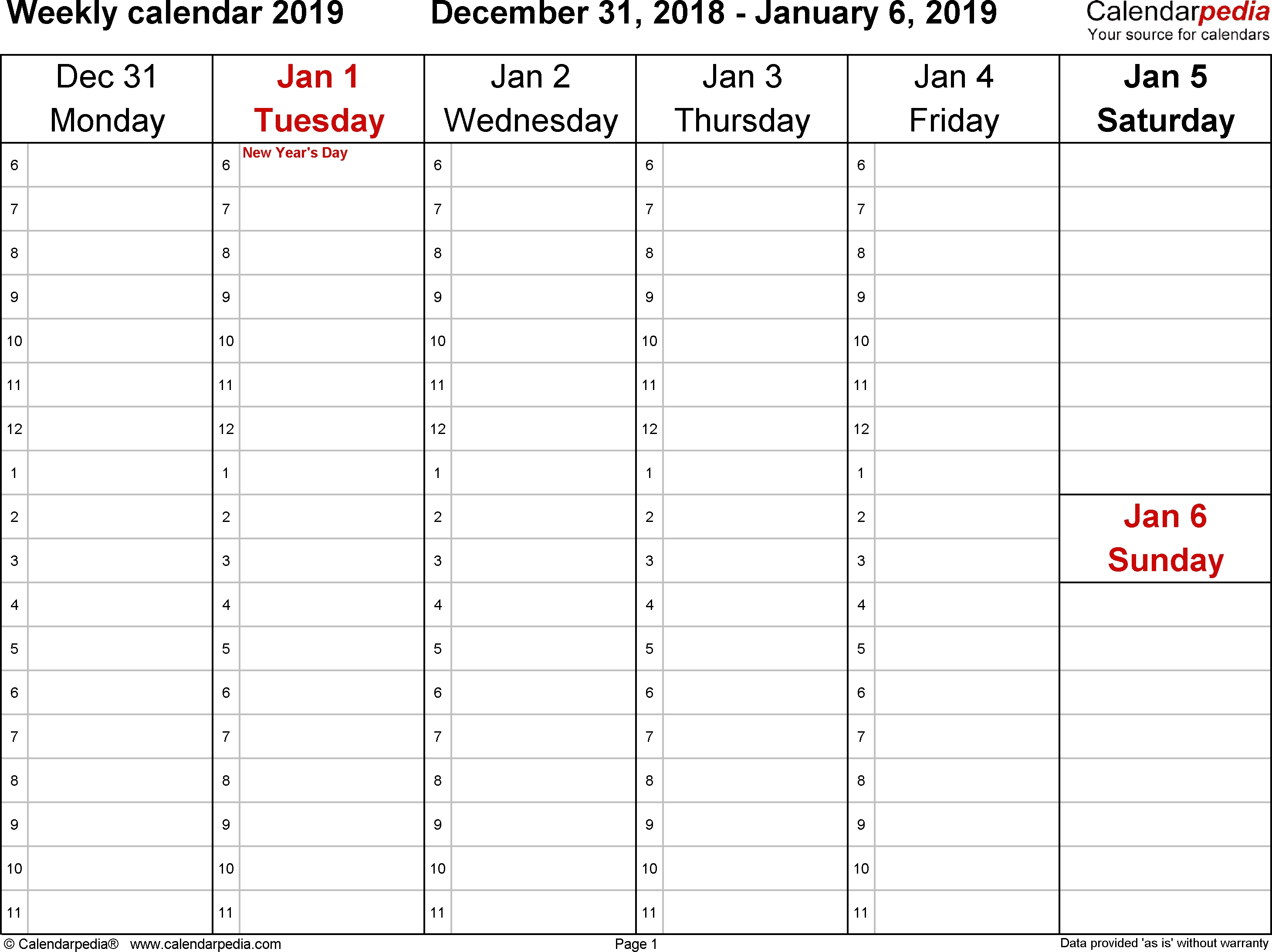 Weekly Calendars 2019 For Word - 12 Free Printable Templates