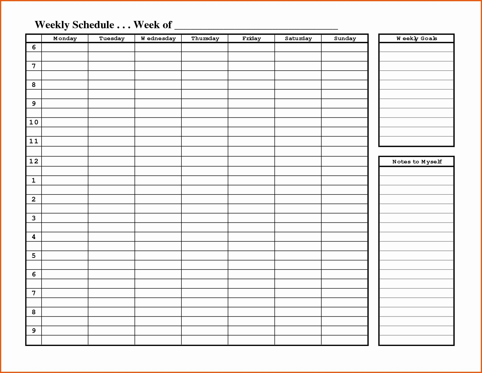 Weekly Hourly Planner Template Word | Daily Calendar