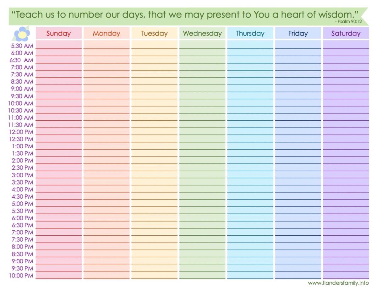 Weekly Time Schedule | Weekly Planner Printable, Weekly