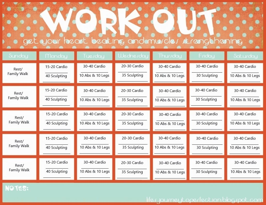 Wisdom Wednesday- Workout Calendar Printable | Workout