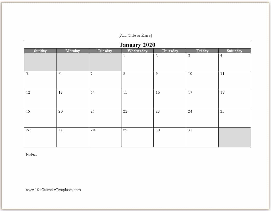 Calendar 2020 Editable Word Month Calendar Printable