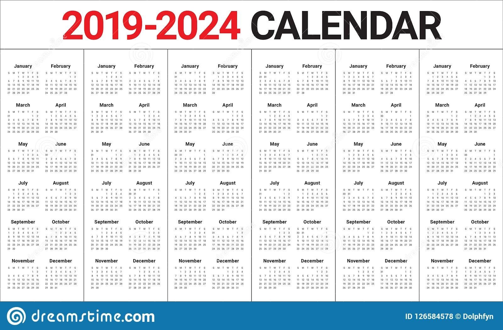 2021 2024 Calendar 2021 2022 2023 2024 Calendar / Calendar Set In
