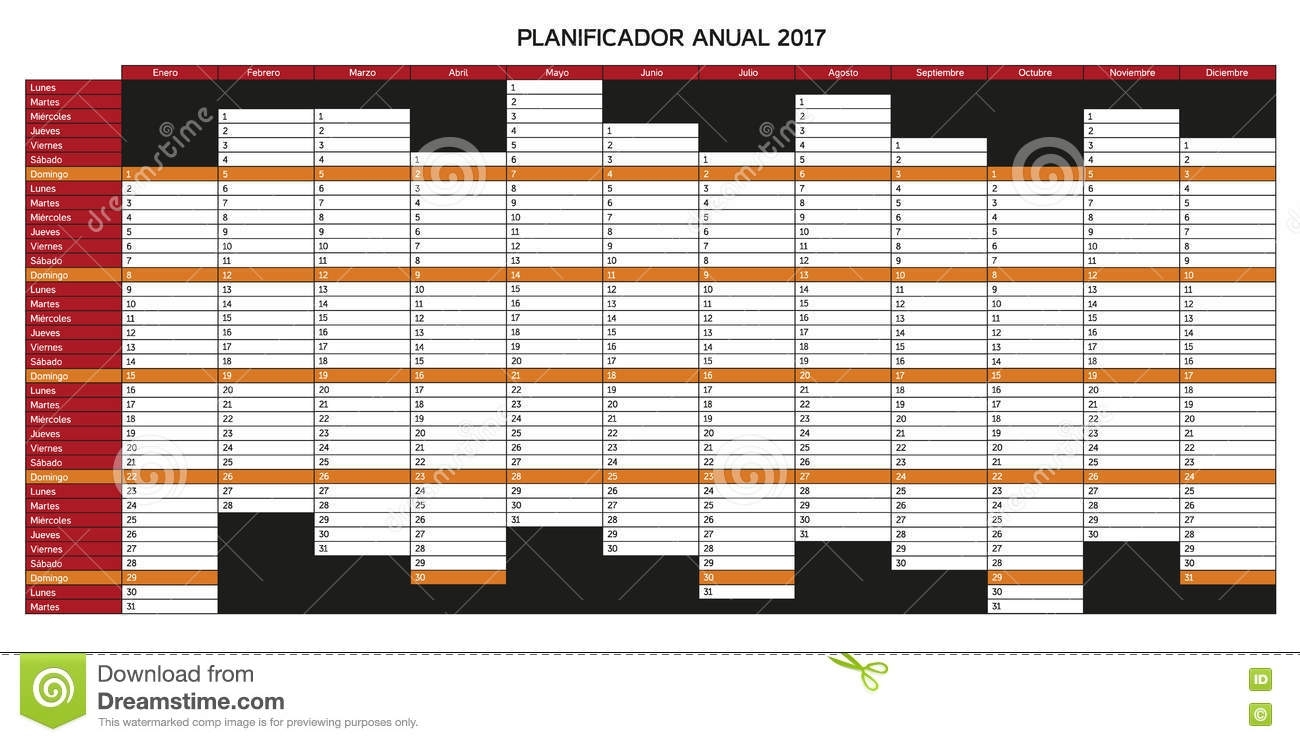 Year Planning Calendar For 2017 In Spanish - Planificador