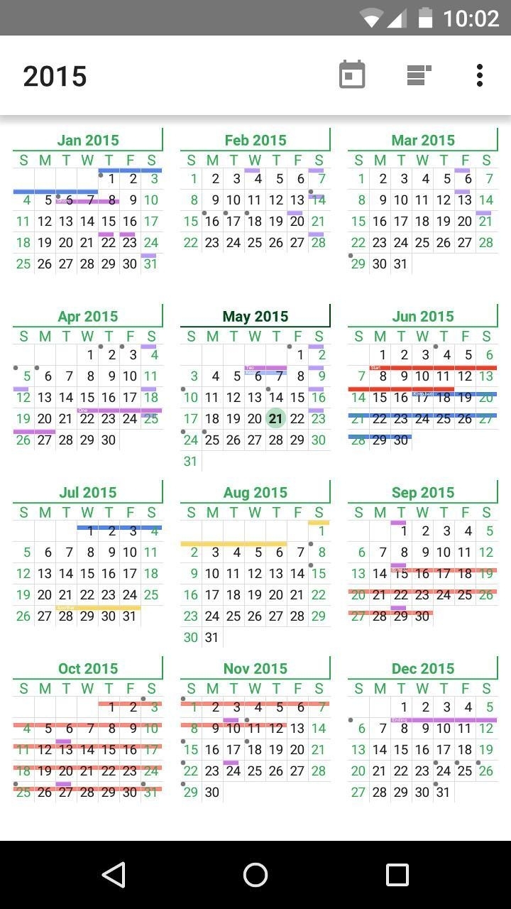 Year View Calendar Android Month Calendar Printable