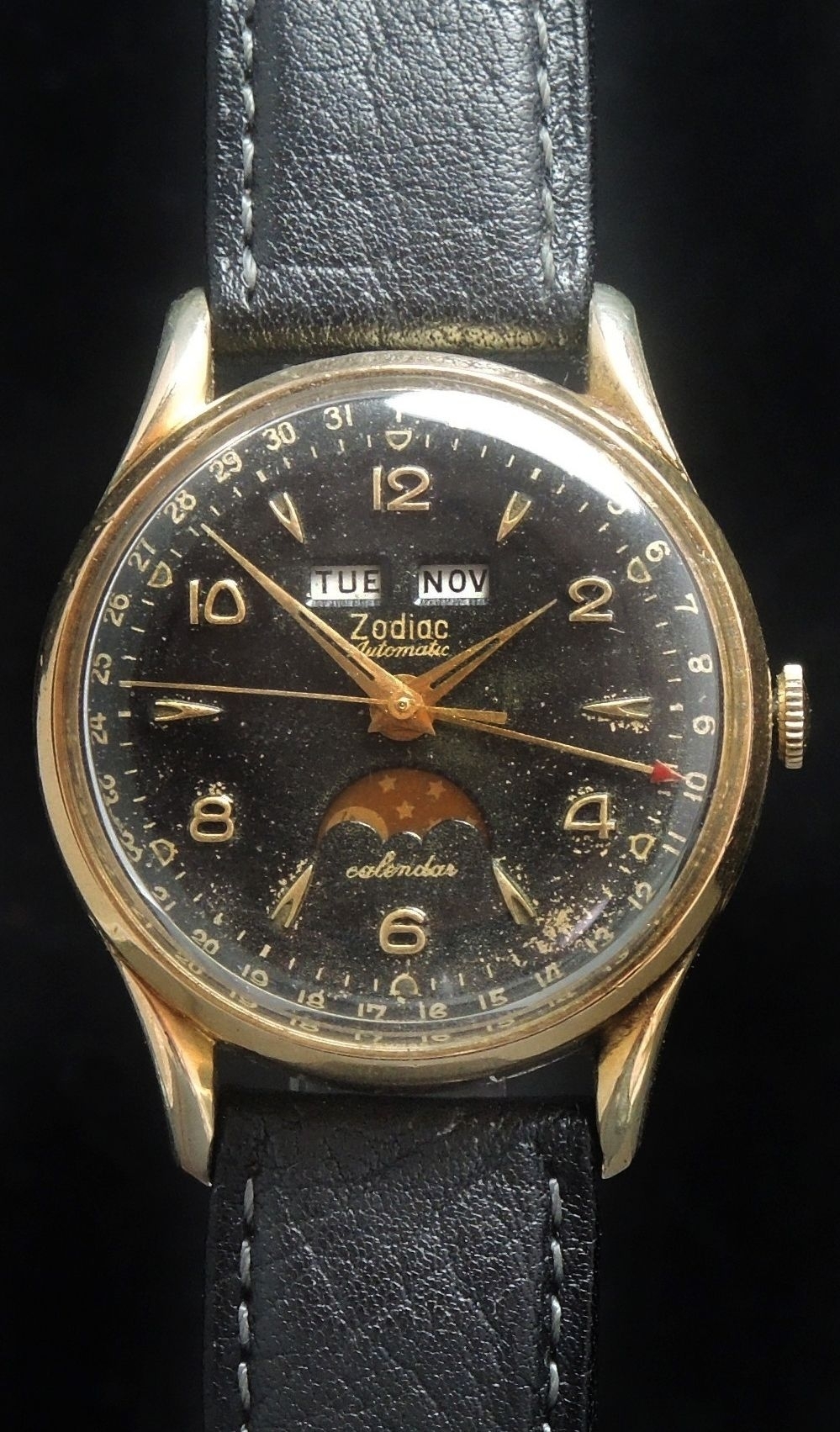 Zodiac Triple Date Datora Calendar Moonphase Automatic In