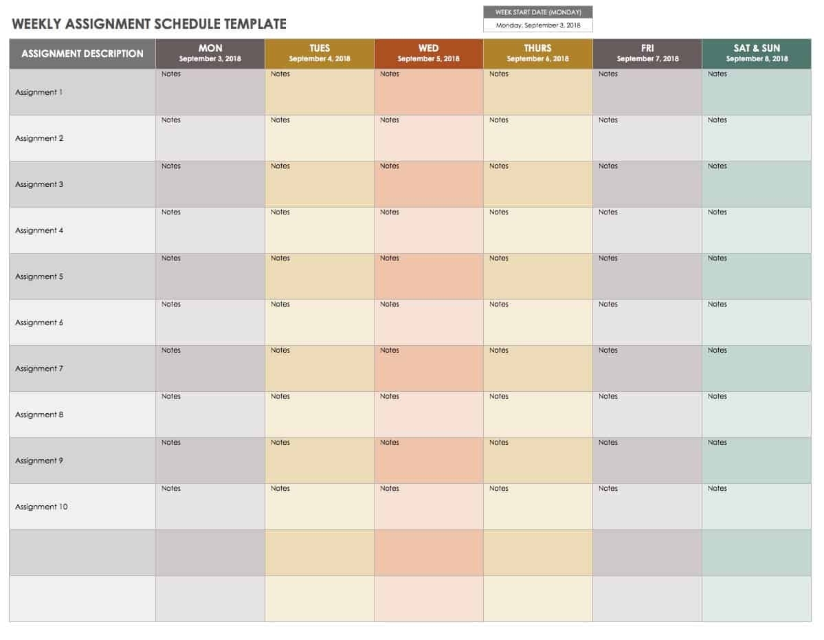 15 Free Weekly Calendar Templates | Smartsheet