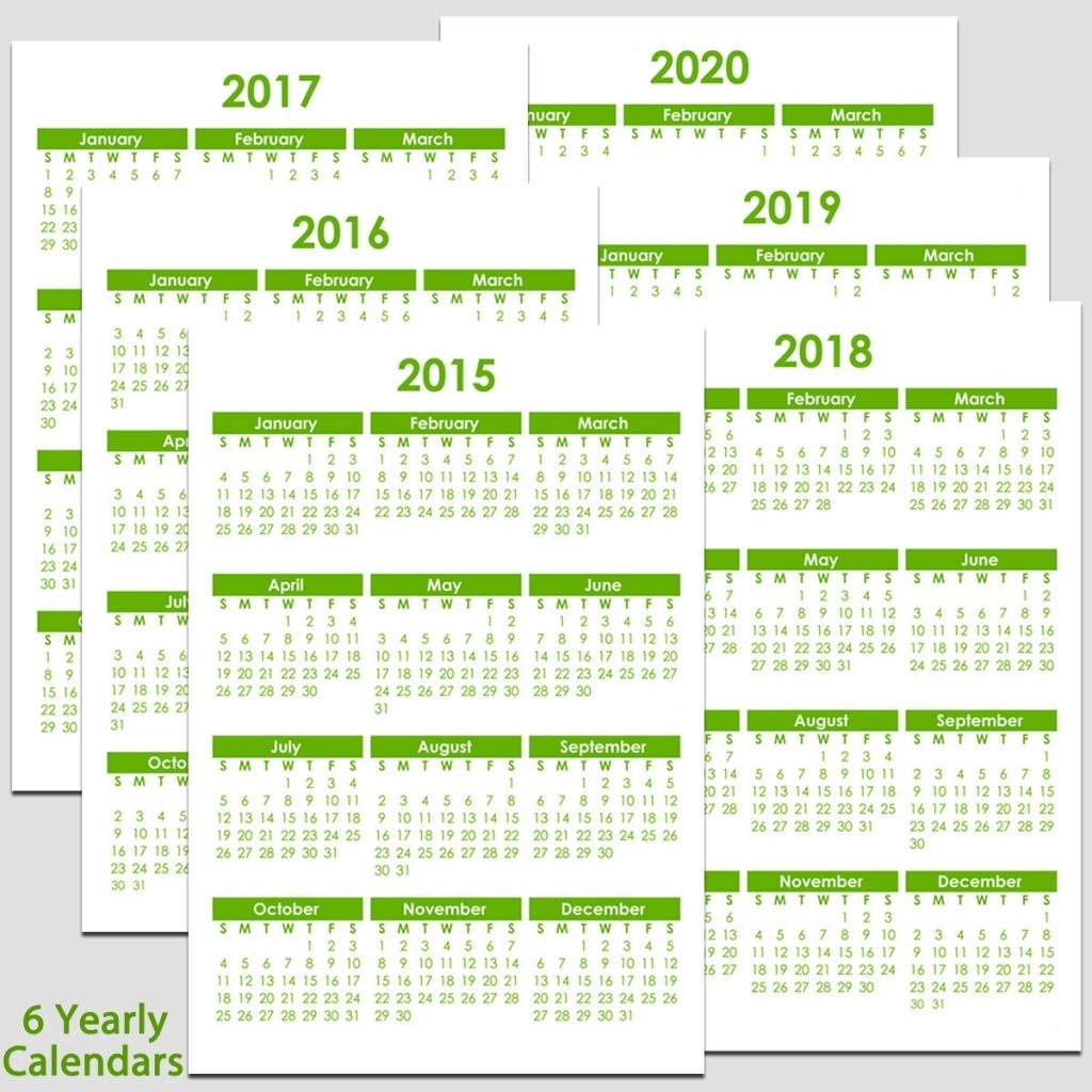 2015 &amp; 2020 Yearly Calendar - 5 1/2&quot; X 8 1/2&quot; | Legacy Templates