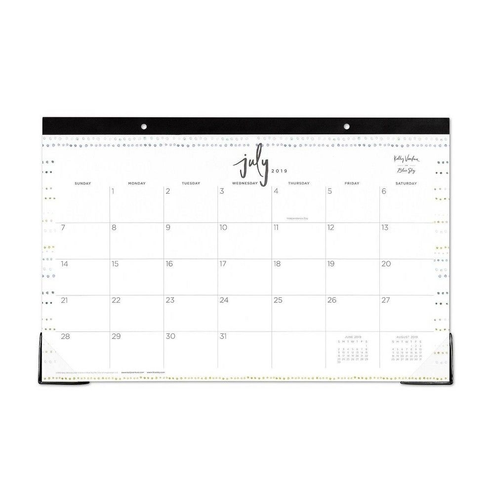 2019-2020 Academic Desktop Calendar Watercolor Dots - Kelly