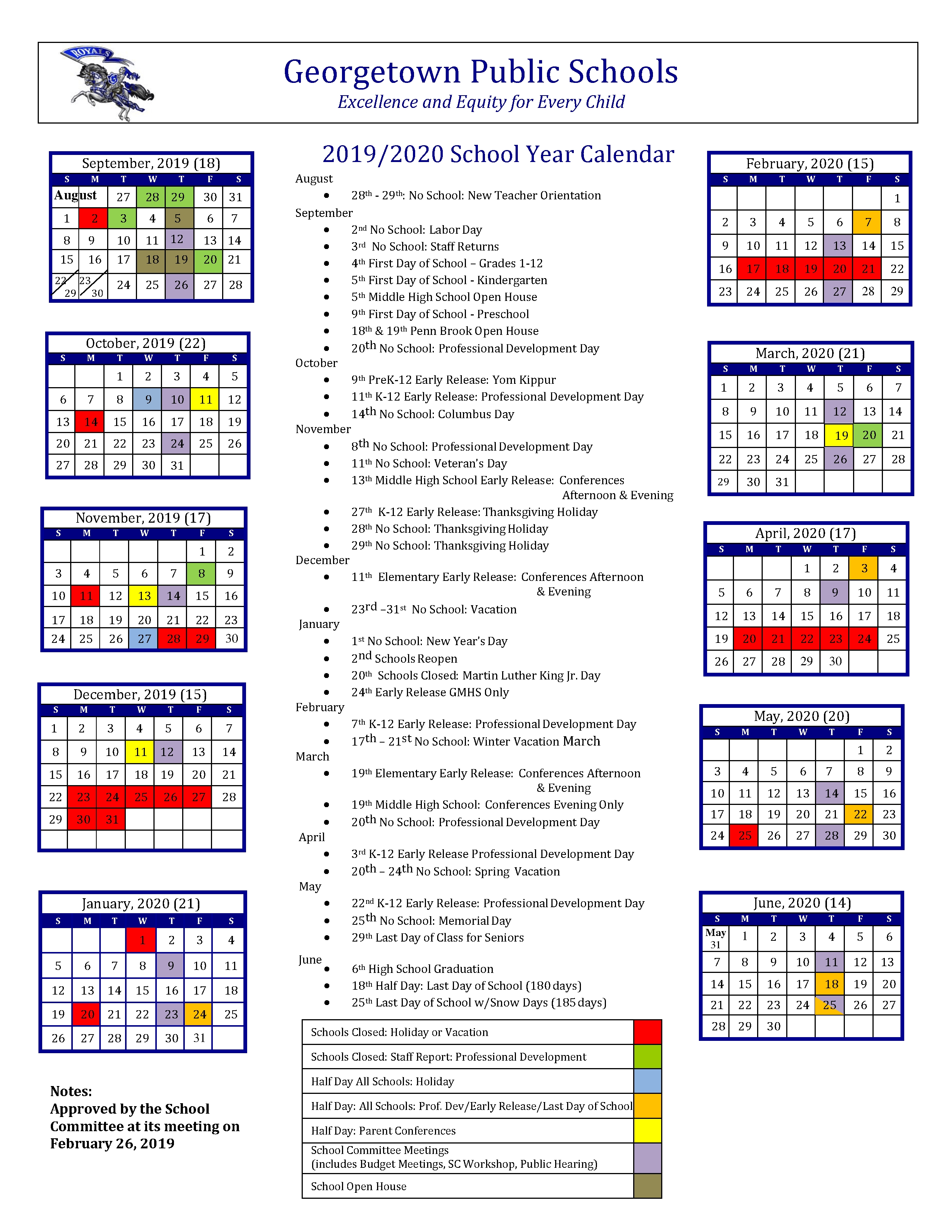 2019-2020-School Calendar_Final1 | Georgetown Public Schools