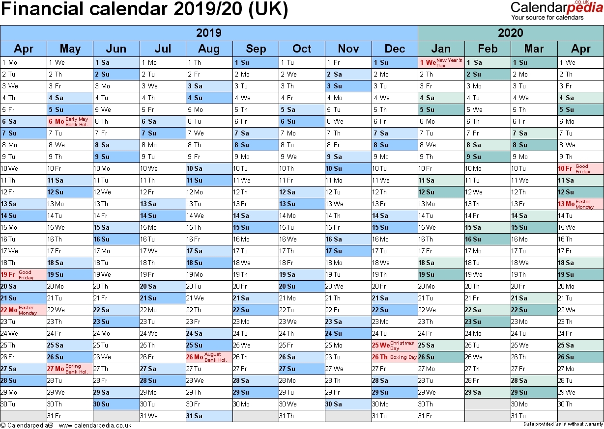 2019-2020Tax Calendar Month And Week - Calendar Inspiration