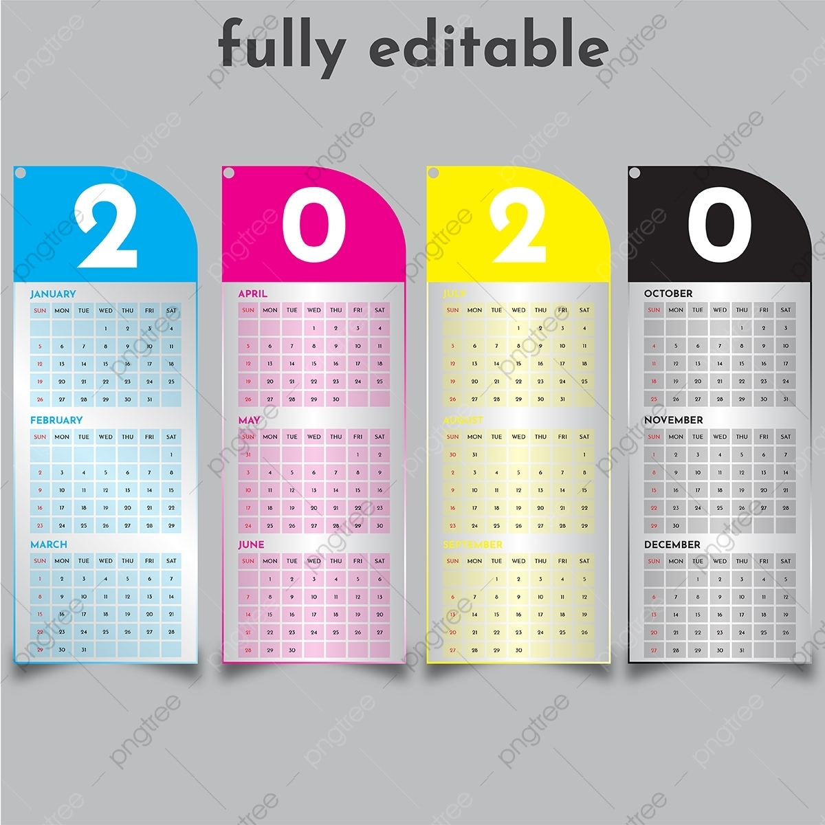 2020 Calendar Design Diamond Reflection Template, Calendar