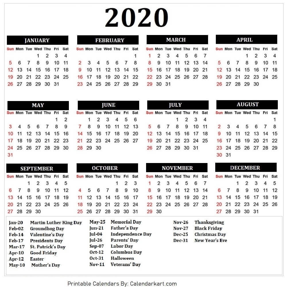 Calendar 2020 Good Friday | Month Calendar Printable