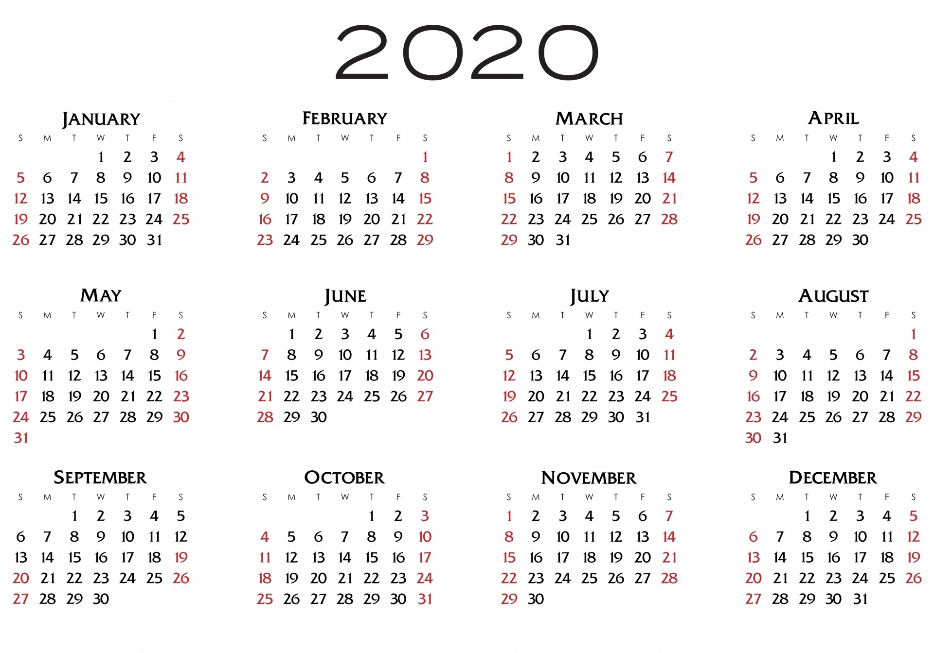 2020 Calendar Free Stock Photo - Public Domain Pictures