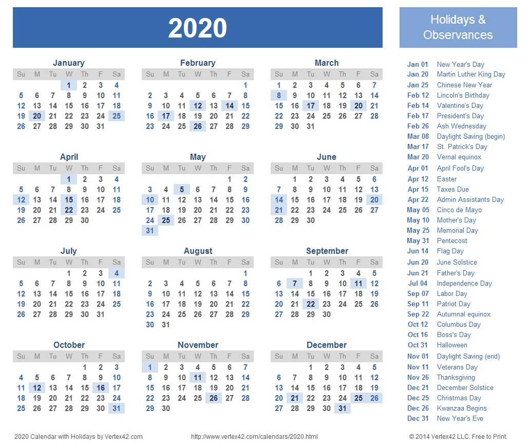 2020 Calendar Prints For Planning! | Printable Calendar