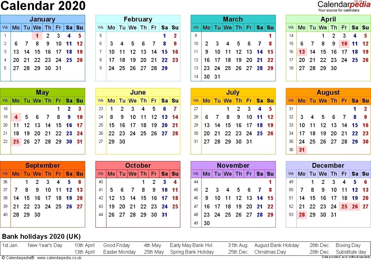 2020 Calendar Uk Printable (With Images) | Calendar Template