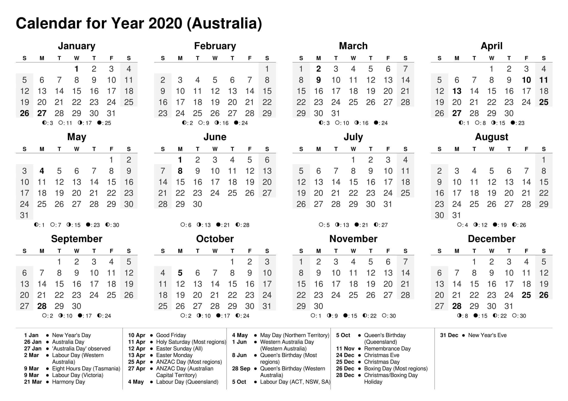 Printable Calendar Victoria 2020 Month Calendar Printable