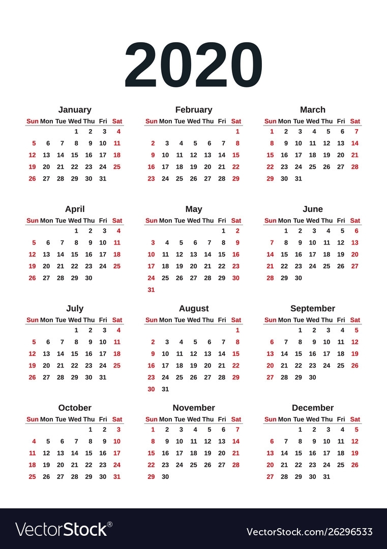 Year Calendar In Weeks 2020 | Month Calendar Printable