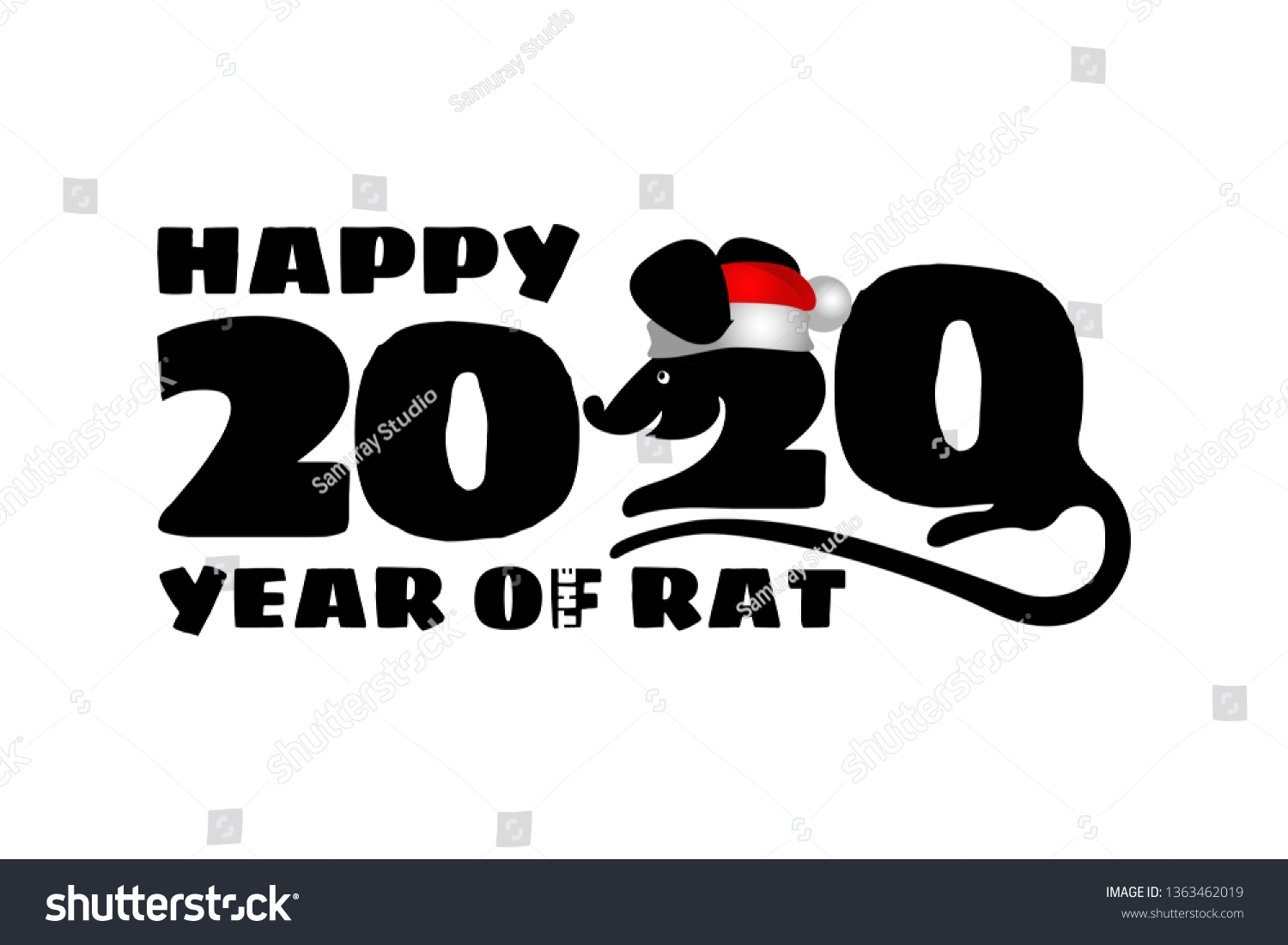 2020 Chinese New Year Rat Calendar Stock Vector (Royalty