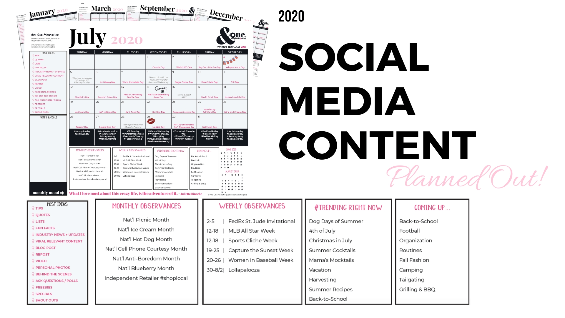 2020 Content Planner - Shop Now | And One Marketing