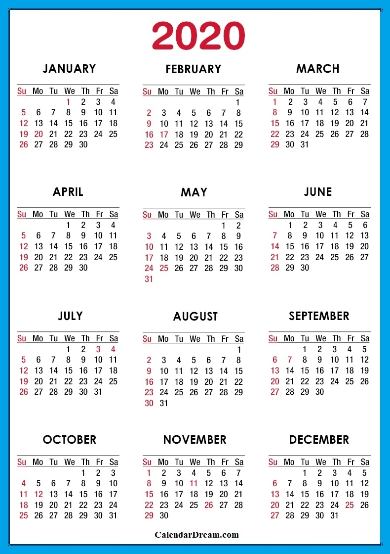 2020] Free Printable Usa Calendar Templates [Pdf] | Calendar