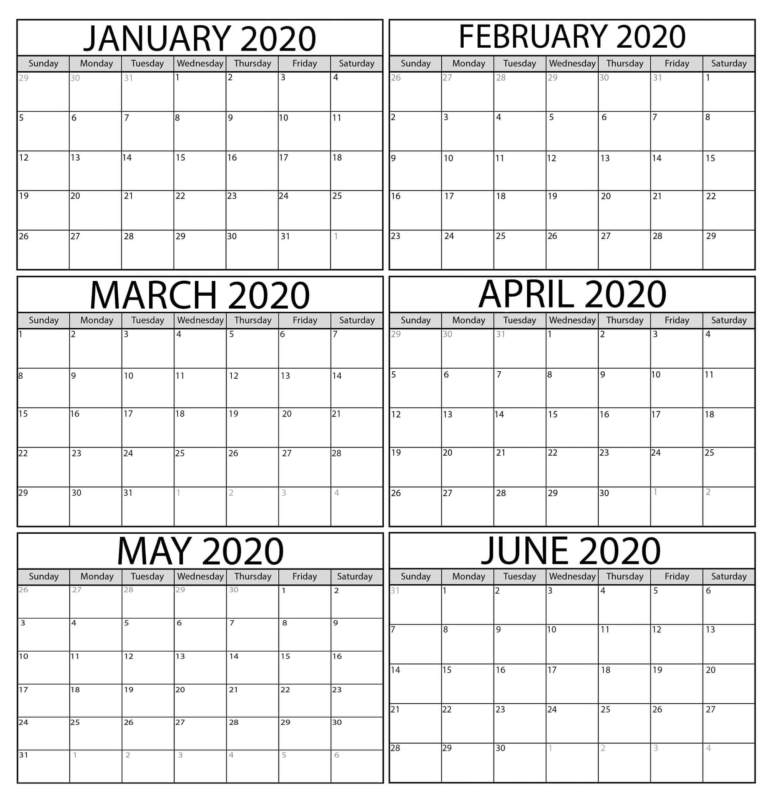 2020 January February Calendar Word | Free Printable