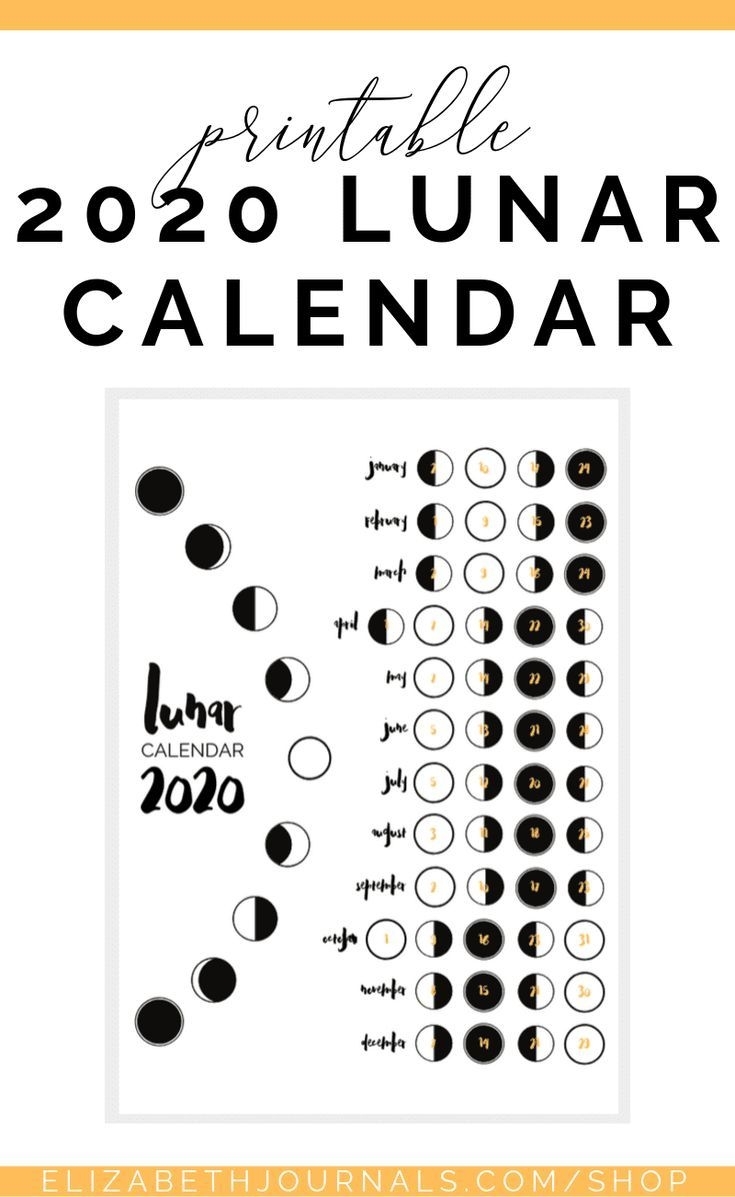 2020 Lunar Calendar Bullet Journal Printable | Ideas De