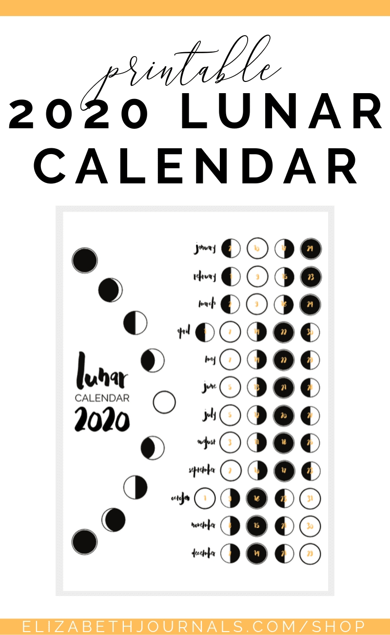 2020 Lunar Calendar Bullet Journal Printable (With Images