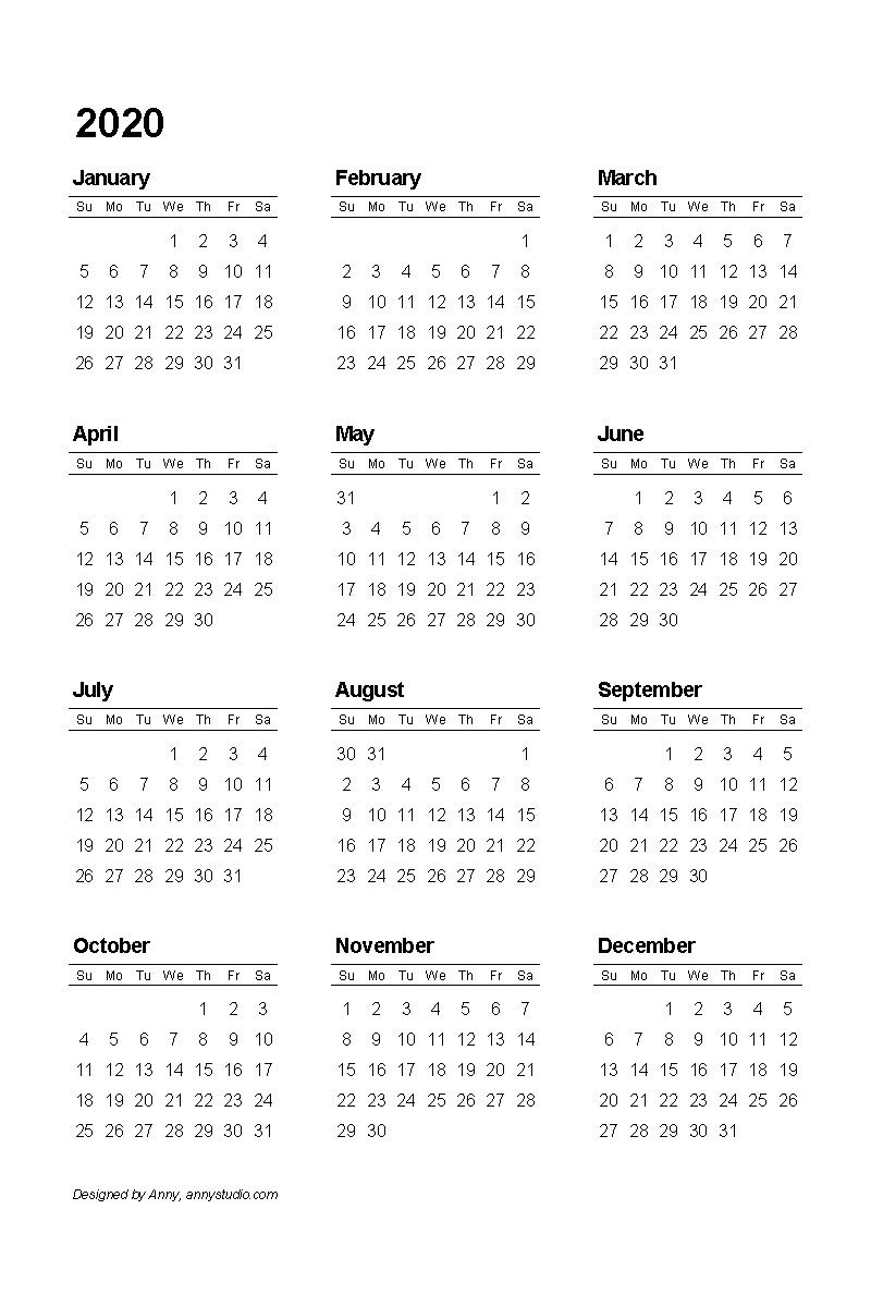 Calendar E N 2020 | Month Calendar Printable