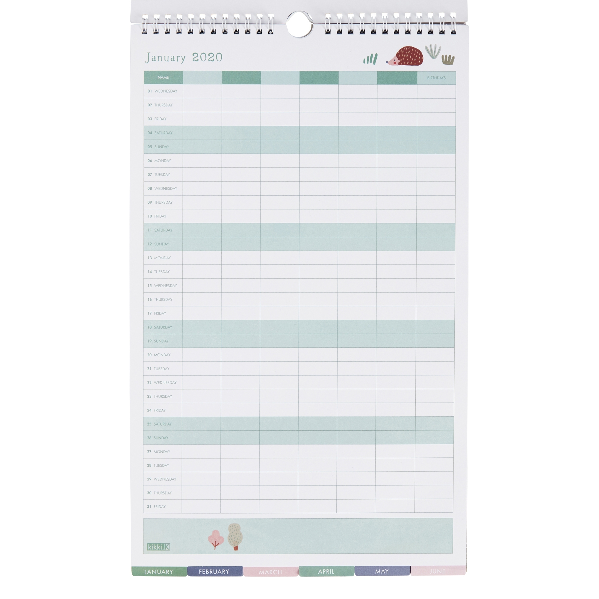 2020 Sweet Family Wall Calendar Small Pale Pink: Woodland