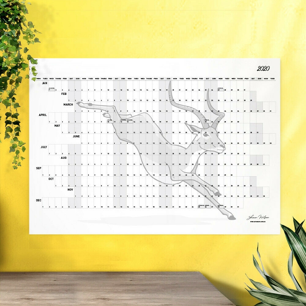 2020 Wall Calendar Year Planner Large A1 Size With Impala Artwork