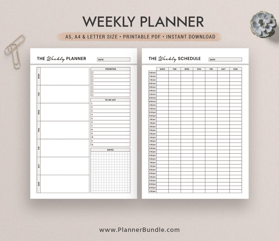 2020 Weekly Planner, Weekly Schedule, A5, A4, Letter Size, Filofax A5,  Kikki K Large, Instant Download, Planner Pages, Planner Design, Best Planner