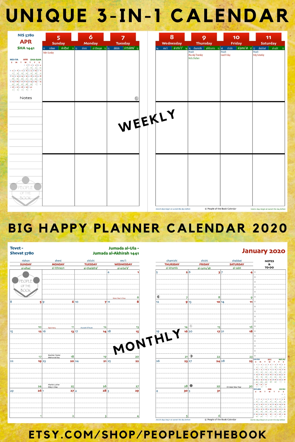 2020 Weekly Vertical And Lined Two-Page Monthly People Of
