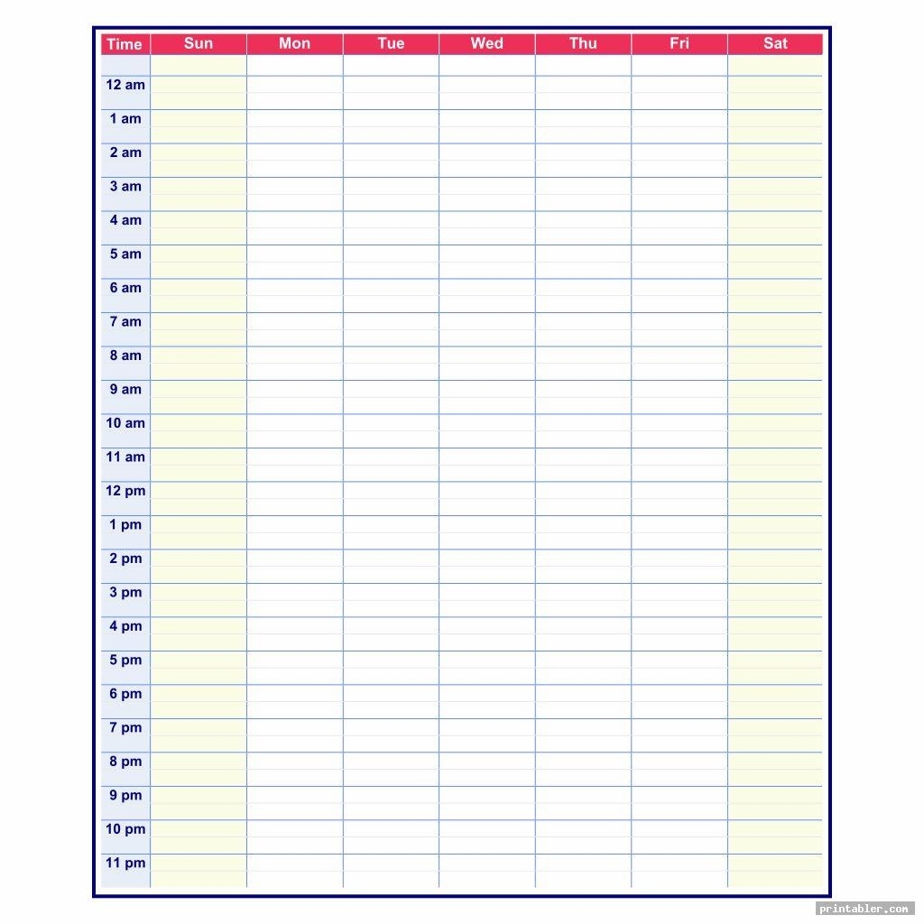 24 Hour Calendar Printable - Printabler