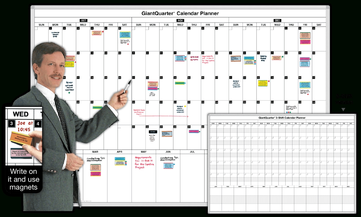 3-Month Dry Erase Calendar Whiteboards - Magnatag