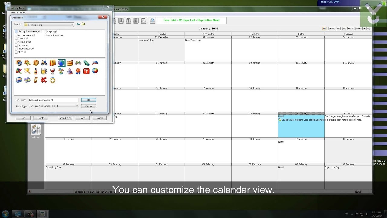 Active Desktop Calendar - Set A Customizable Calendar As Your Wallpaper -  Download Video Previews