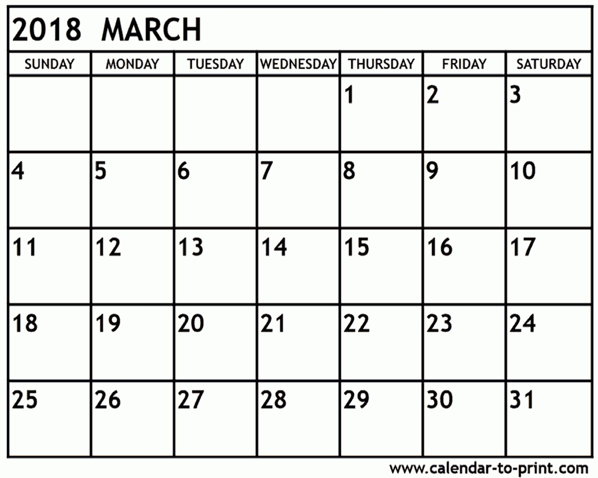 April 2018 Calendar Printable