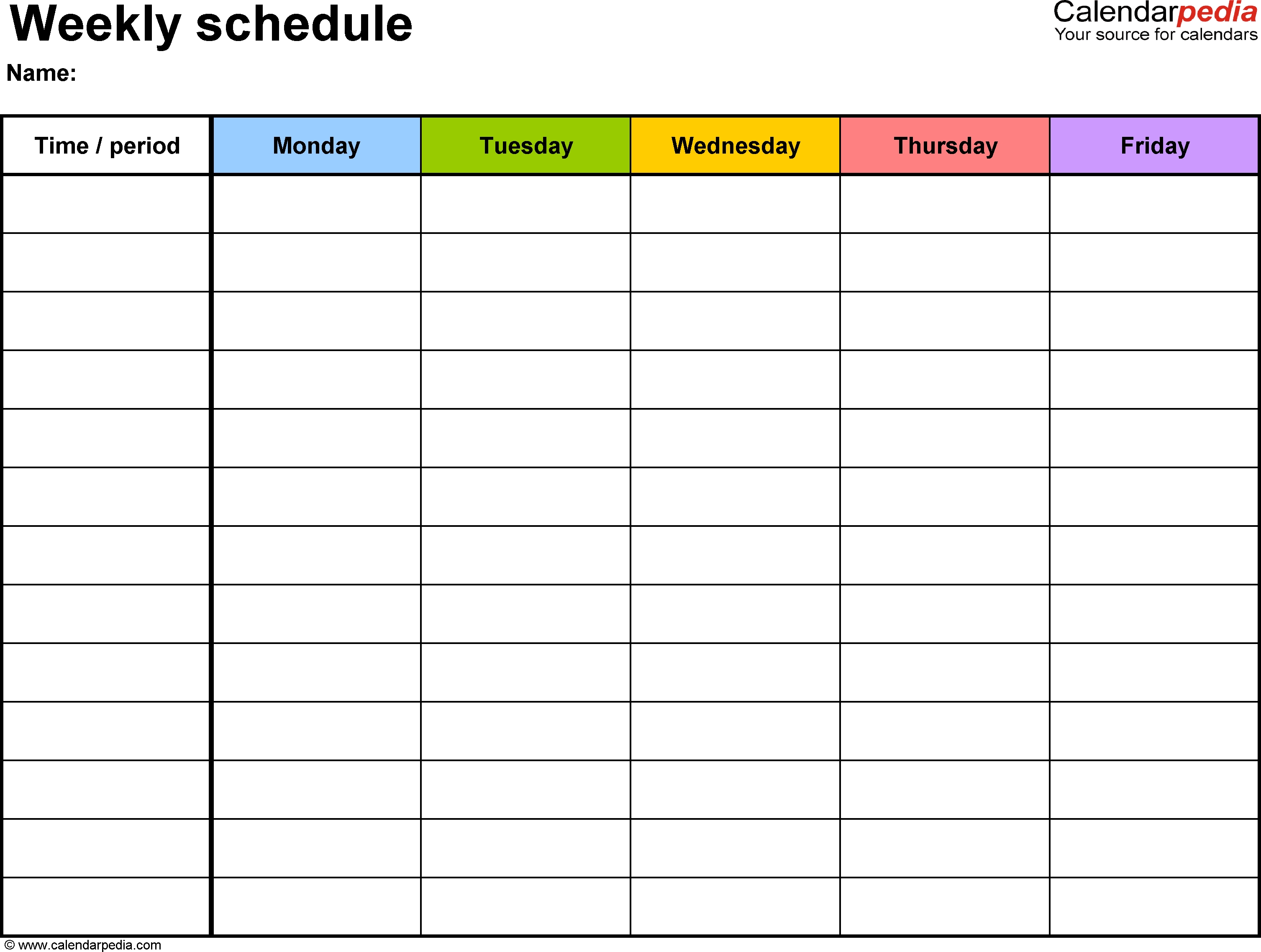 Blank Weekly Calendar Template