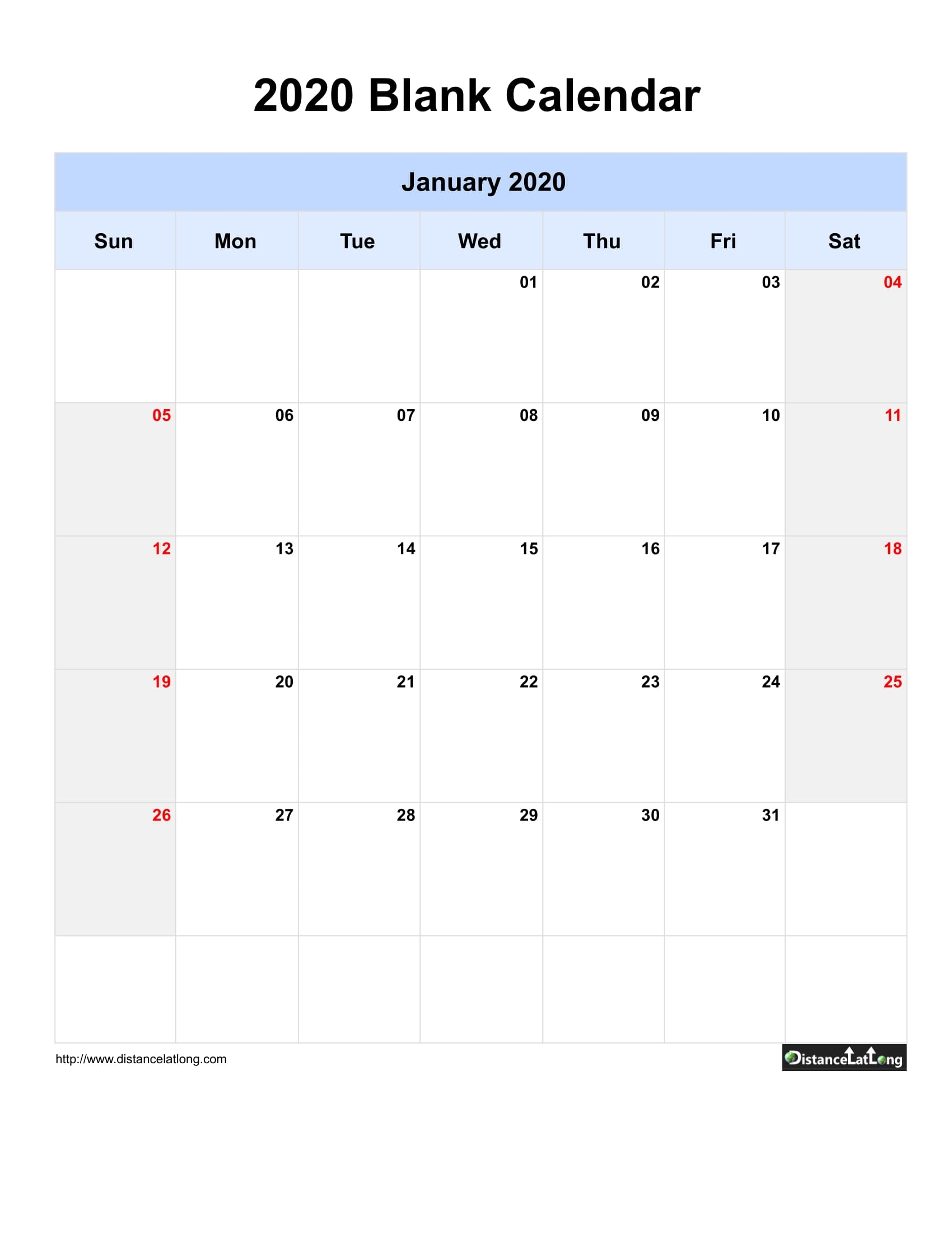 Blank Year 2019-2020 Calendar Templates, Free Printable