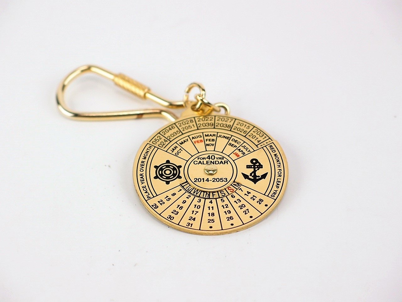 Brass Keyring - 40-Year Calendar