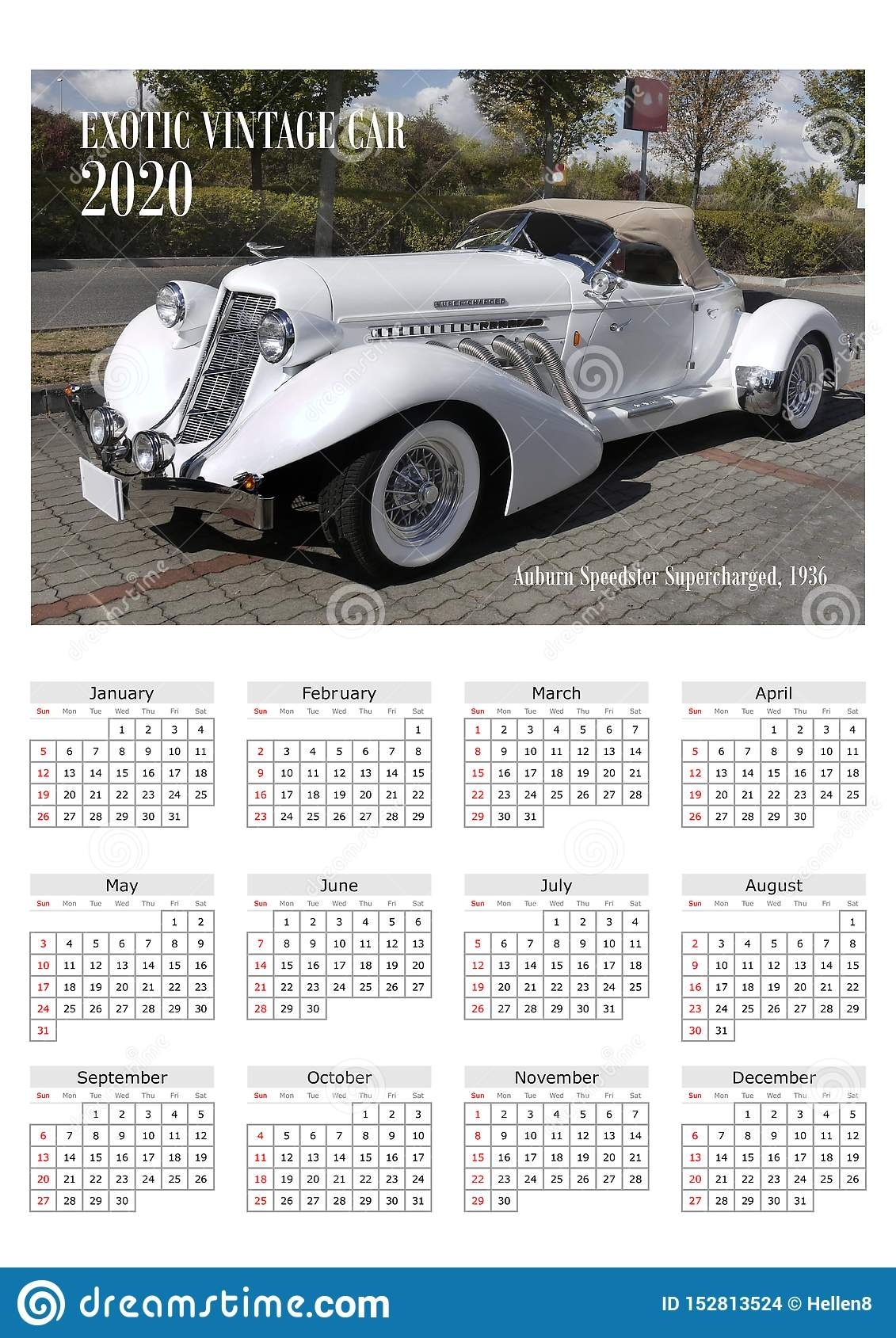 Calendar 2020 Exotic Cars Stock Photo. Image Of Wallcalendar