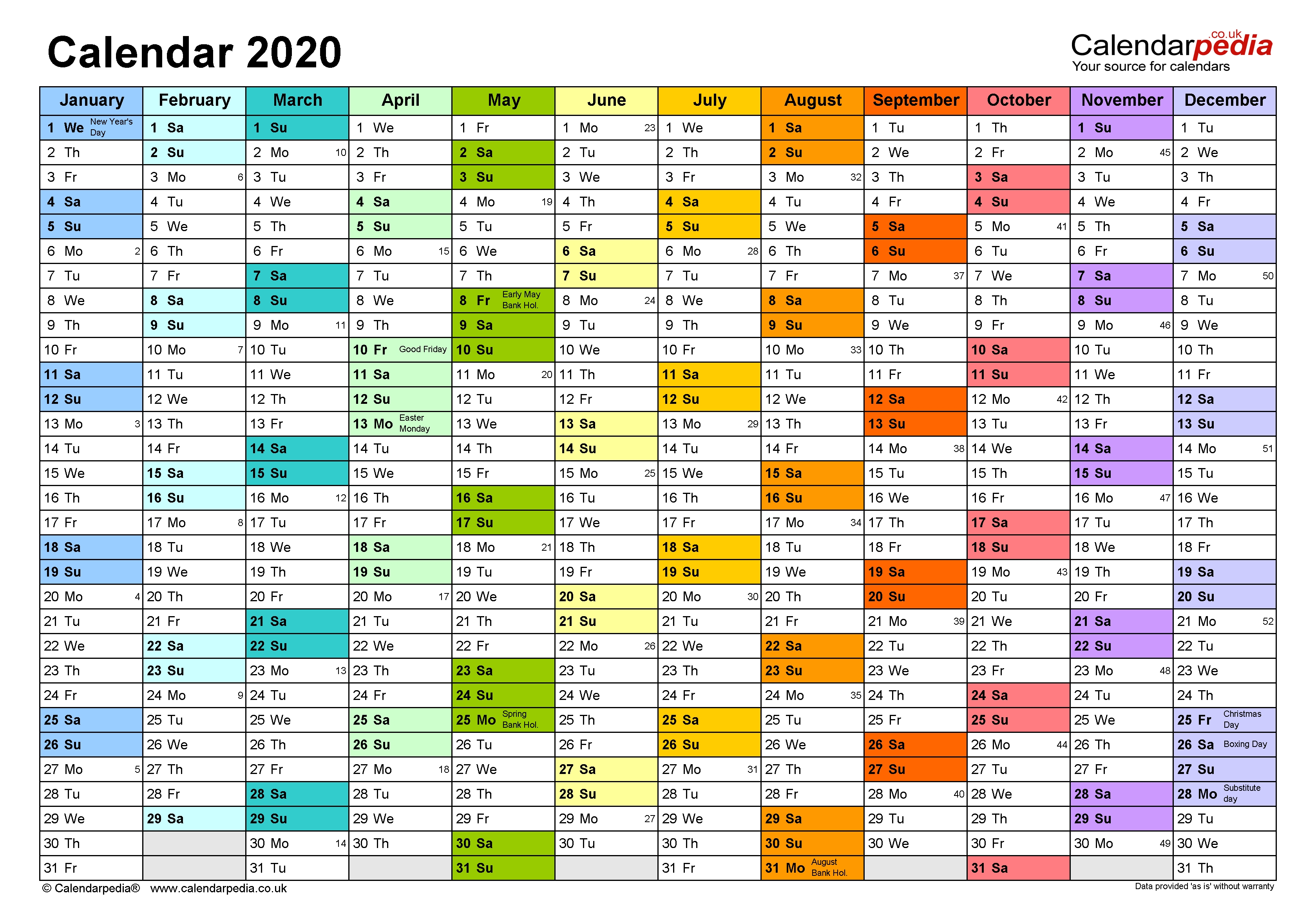 Calendar 2020 (Uk) | 17 Free Printable Pdf Templates