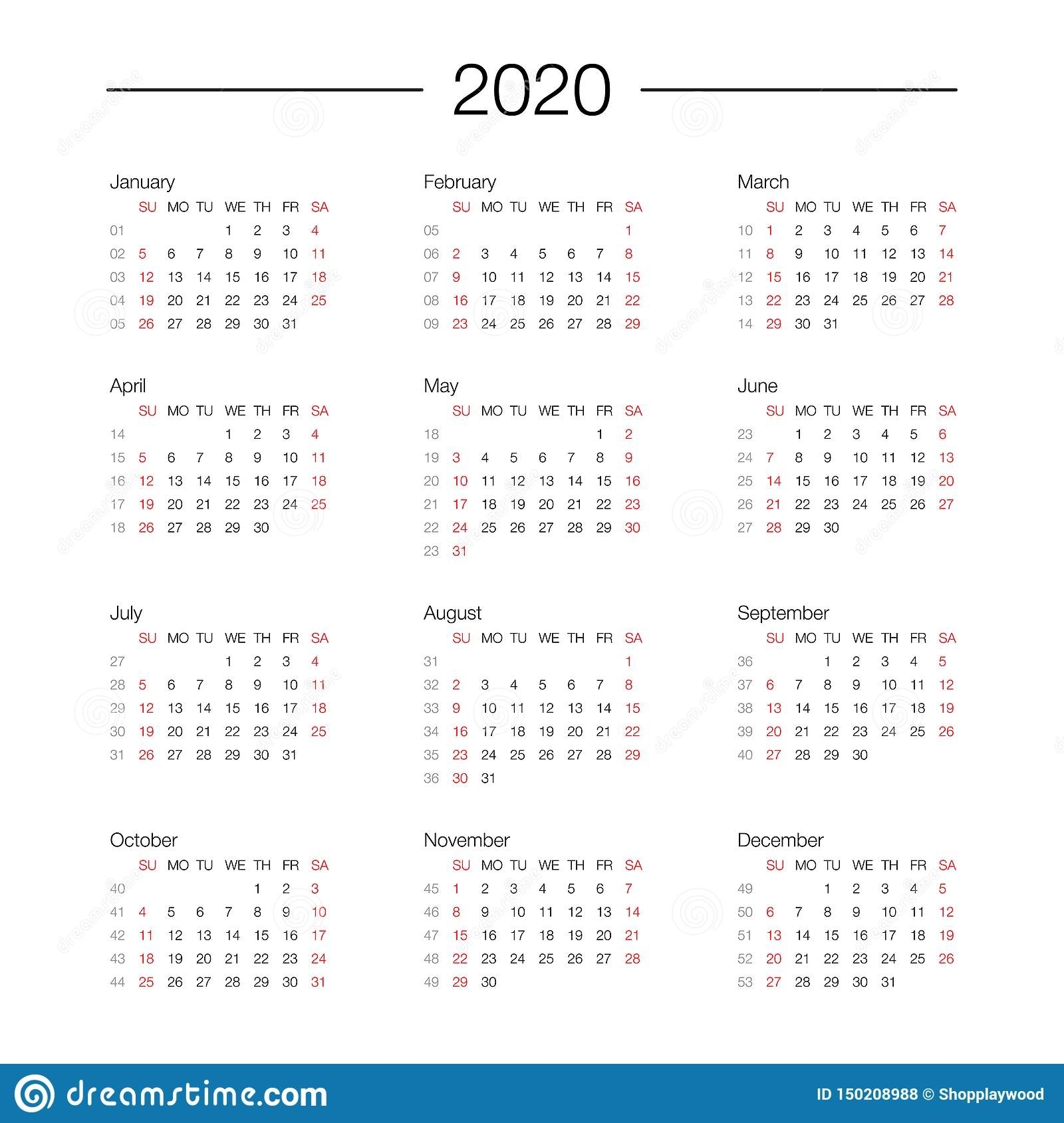 Calendar 2020 Year Template Day Planner In This Minimalist