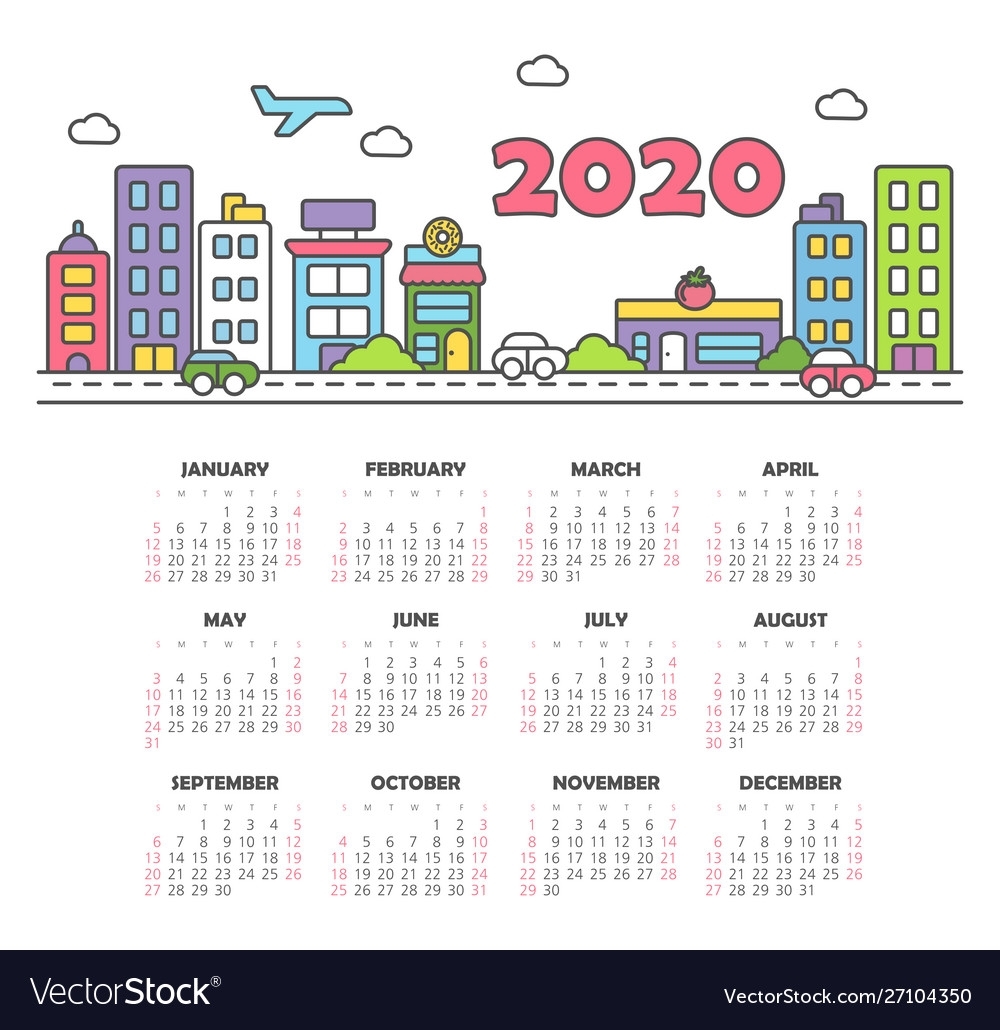 Calendar 2020 Year Week Starts From Sunday