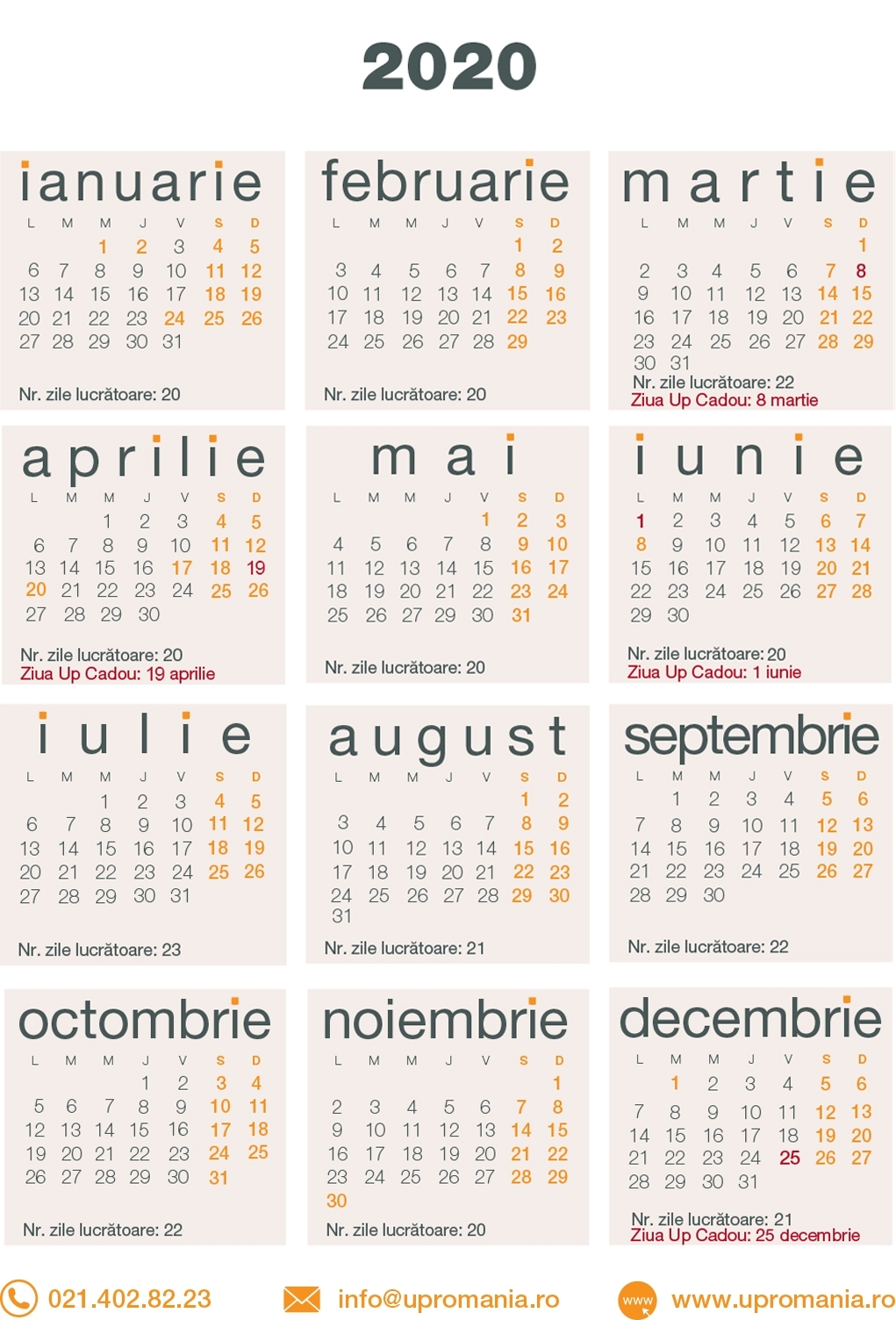 Calendar 2020 Zile Lucratoare | Calendar For Planning