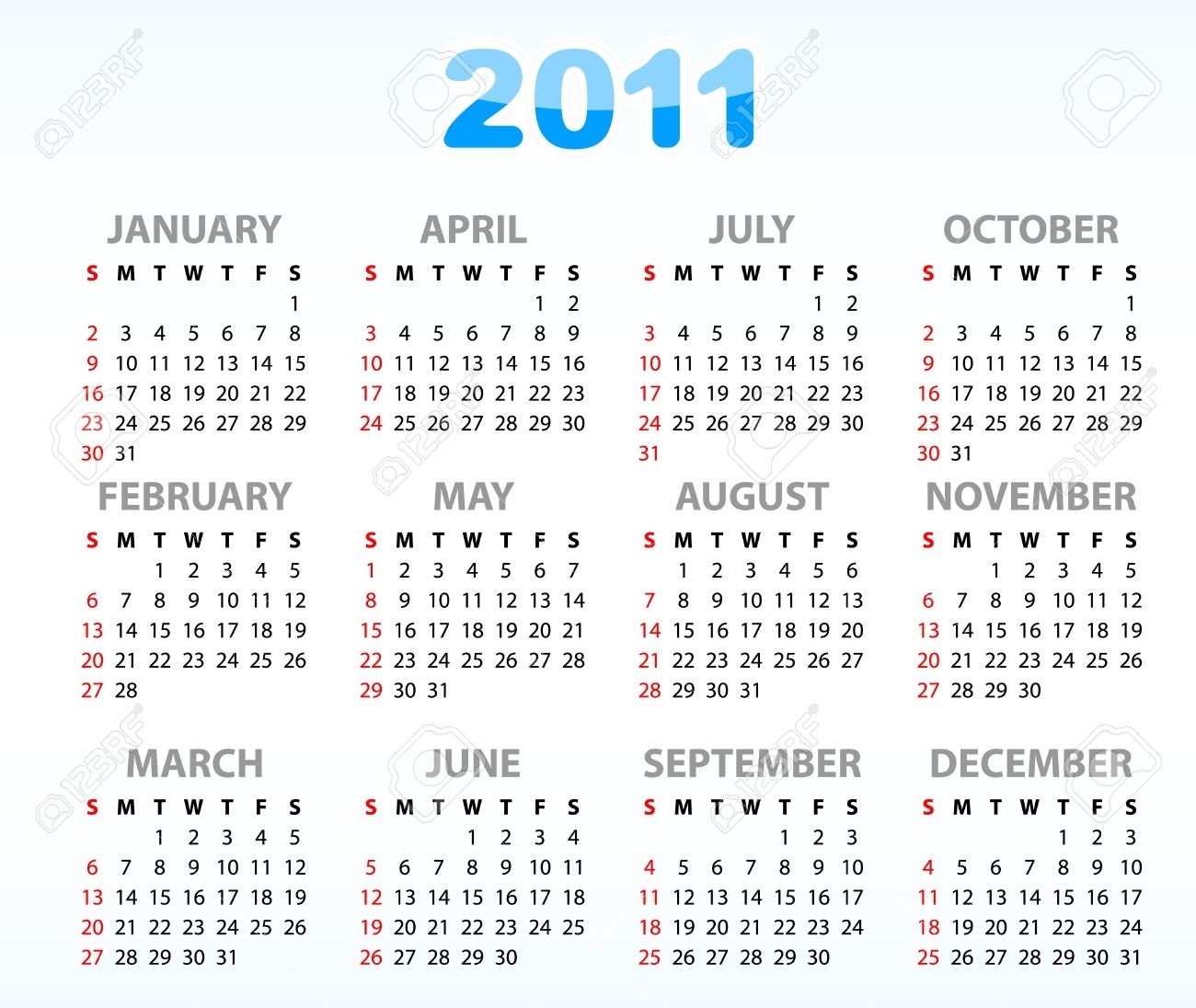 Year Calendar For 2011 Month Calendar Printable