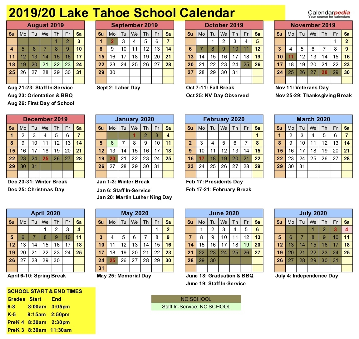 Calendar | Lake Tahoe School