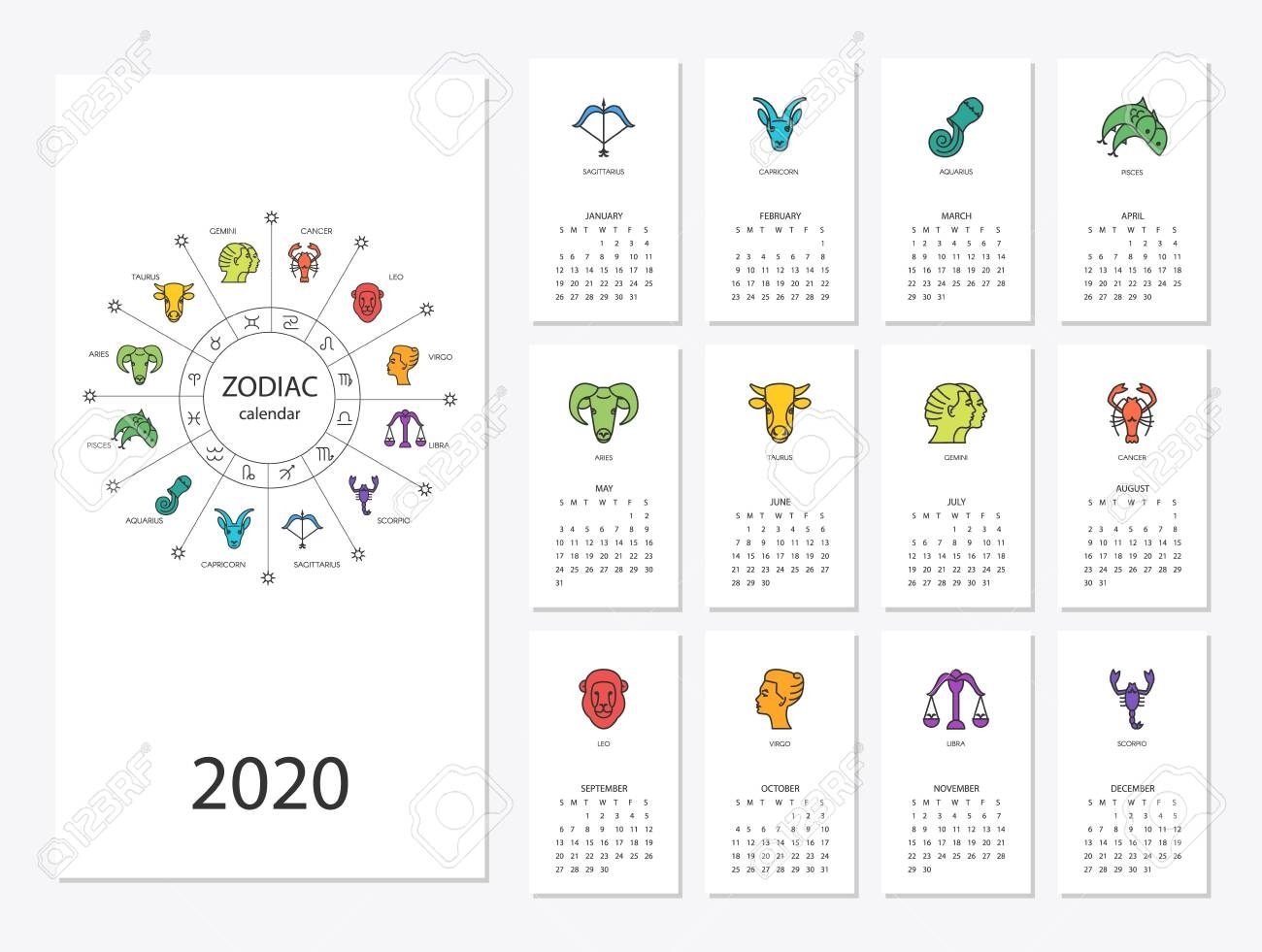 Calendar With Zodiac Signs 2020 | Calendar Printables Free